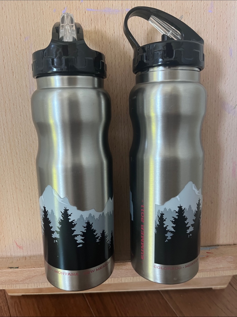 Source Unknown Stainless Steel Silver Water Bottle with Black Lid